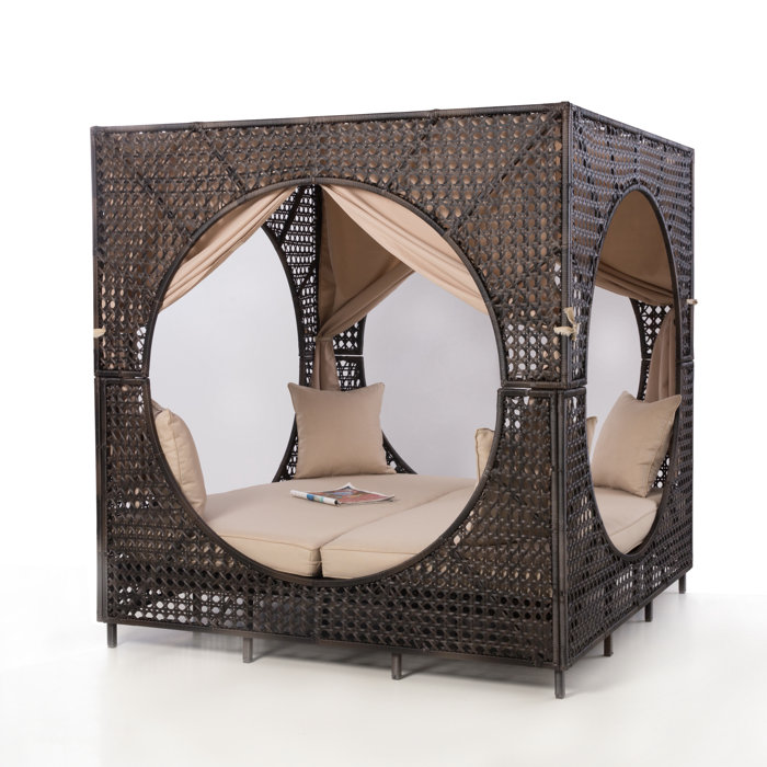 Beachcrest Home Bousquet 72'' Wide Outdoor Wicker Patio Daybed with Cushions & Reviews Wayfair